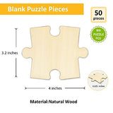 50 Piece Blank Wooden Puzzle Jumbo Size, Each Piece is 4x3.2 Inches to Draw on, Unfinished Freeform Large Jigsaw Puzzle Pieces for Arts & Crafts, MoinKidz