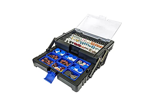 LINE10 Tools 500pc Rotary Tool Accessories Attachments Kit in Cantilever Storage Organizer Case Box Set LINE10 Tools