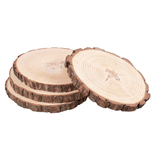 Royal Imports Round Wood Slices Discs, 9"-11" Large, Natural Unfinished Wooden Tree Bark Slabs for DIY Arts & Crafts, Rustic Table Centerpiece, - WoodArtSupply