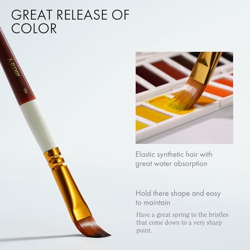 ARTIFY 2023 New Paint Brush Set, 15 Pcs Paint Brush Set for Acrylic Watercolor Oil and Gouache Painting - Brown & White ARTIFY art supplies