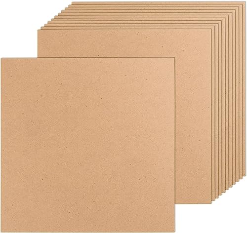 12 Pack MDF Wood Board for Crafts 12x12x1/8 Inch-3 mm Thick Medium Density Fiberboard Unfinished Wood Art Boards Blank Wooden Blocks Chipboard Panels FOBSME