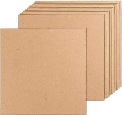 12 Pack MDF Wood Board for Crafts 12x12x1/8 Inch-3 mm Thick Medium Density Fiberboard Unfinished Wood Art Boards Blank Wooden Blocks Chipboard Panels