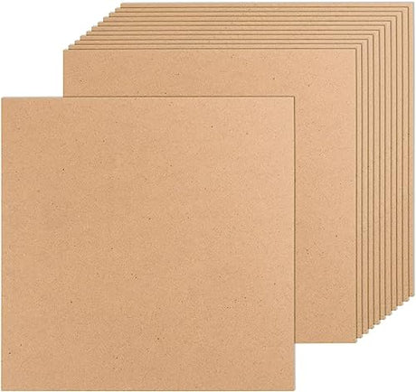 12 Pack MDF Wood Board for Crafts 12x12x1/8 Inch-3 mm Thick Medium Density Fiberboard Unfinished Wood Art Boards Blank Wooden Blocks Chipboard Panels FOBSME