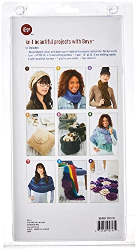 Boye Yarn Knitting for Beginners Kit, 9 Patterns Boye