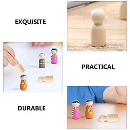 Gadpiparty 30pcs Unfinished Wood Peg Dolls Small Wooden Sculpture DIY Painting Wooden Ornament Craft Children Toys for New Year Festival Decorations