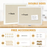 DOLLAR BOSS Bulletin Boards with Linen 1-Pack 16''X 12'' Double-Sided Cork Board for Walls Wood Framed Bulletin Boards, Small Pin Board for Home DOLLAR BOSS