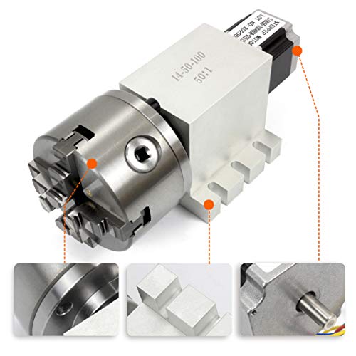 CNCTOPBAOS Engraving Machine Rotary 4th Axis,CNC Router Rotational Fourth A Axis,K12-100mm 4 Jaw Chuck Dividing Head,No Backlash Gapless Harmonic CNCTOPBAOS