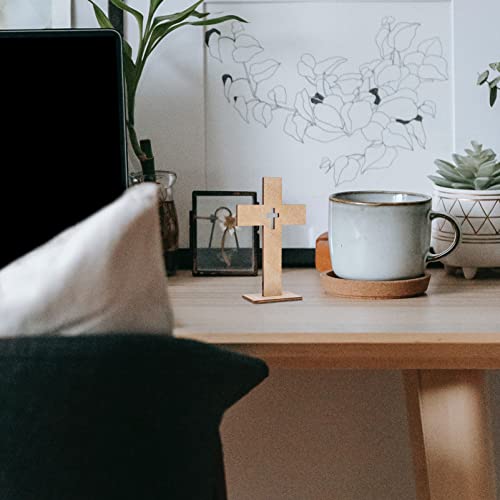 20 Pcs Cross Decor Wooden Crafts Cross Shaped Ornaments Tabletop Decor Cross Art Sign for Home Decor Gift SEWACC