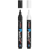 White & Black Paint Pens Paint Markers - Permanent Acrylic Markers 2 Pack, Water Based, Quick Dry, Waterproof Paint Marker Pen for Rock, Wood, Overseas