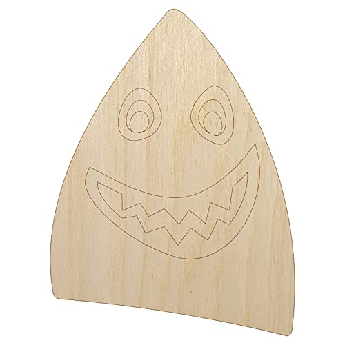 Cheerful Shark Face Unfinished Wood Shape Piece Cutout for DIY Craft Projects - 1/8 Inch Thick - 6.25 Inch Size Sniggle Sloth