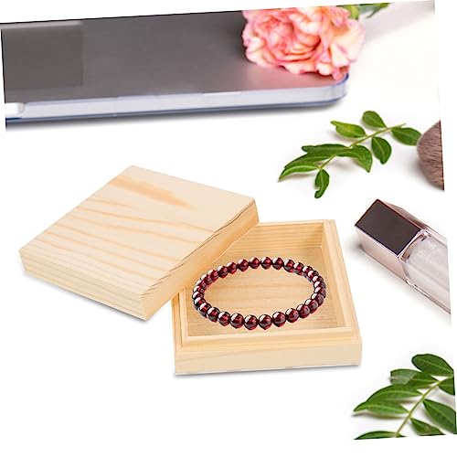 TEHAUX Wooden Box Unfinished Jewelry Holder Jewelry Case Countertop Canister Earring Showcase Unfinished Jewelry Organizer Retro Decor Decorative TEHAUX