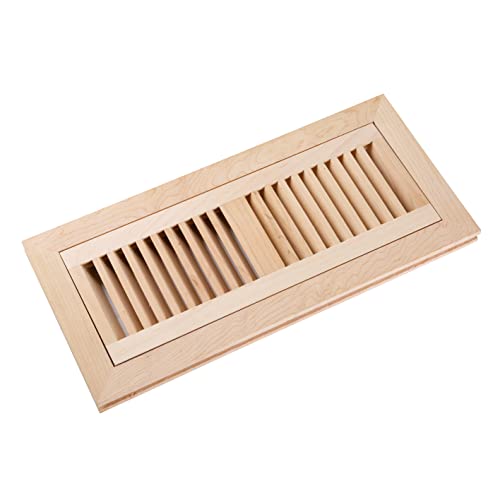 Homewell Maple Wood Floor Register Vent, Flush Mount with Frame, 4x12 Inch, Unfinished - WoodArtSupply