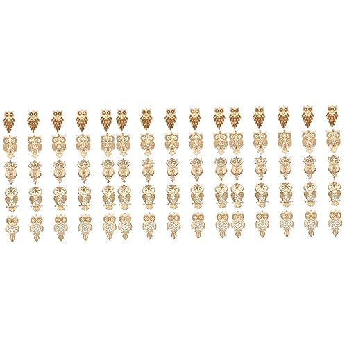 SEWACC 75 Pcs owl Wood Chips Wooden Craft Shapes Unfinished Wood Shapes DIY Handmade Wood Chips Wooden Animal Christmas Ornaments Torch Necklace for SEWACC