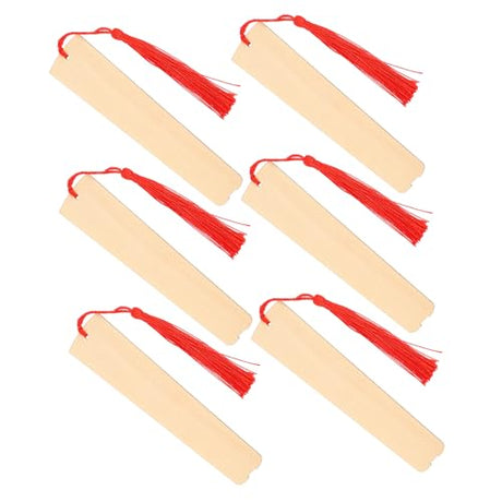 FUNOMOCYA 1 6pcs Blank Wooden Bookmark Wood Tags Wooden Tags Gift tag Practical Bookmark Decorative Bookmarks Page Marker Clip Craft Bookmark FUNOMOCYA