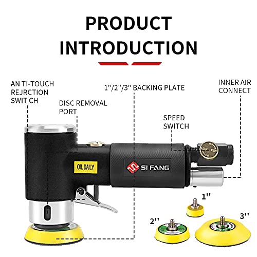 SI FANG 2'' 3'' Mini Orbital Air Sander High Speed Random Orbital Air Sander Detail Sander for Auto Body Work,Latest Stable Version SI FANG
