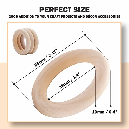 WUUDAR 20Pcs Wooden Rings for Crafts 55mm - Smooth Unfinished Macrame Rings  Durable & Lightweight Wood Rings for Jewelry DIY Making Crafts & Home Decor