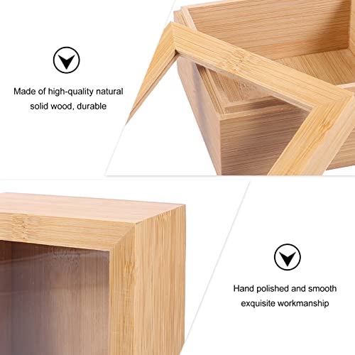 Alipis Wooden Box Wood Glass Storage Box Square Jewelry Display Case Unfinished Wood Box with Clear Window, Desktop Storage Box with Lid Stash Box