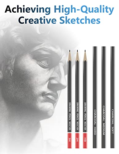 Kursoaya Art Supplies Sketching Drawing Kit, 69 Pack Art Set with Colored Pencils, Graphite, Charcoal Pencils, Sketchbook for Beginners & - WoodArtSupply