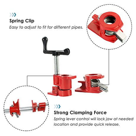 FLKQC 3/4" Wood Gluing Pipe Clamp Set | Pack of 8 Heavy Duty Pipe Clamps Quick Release Metal Pipe Clamp for Woodworking Workbench(8pcs 3/4") FLKQC