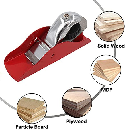 Mini Hand Planer 3-1/2 inch Red Adjustable, used for Wood Craft Processing, Carving and Trimming Projects, Carpenter DIY Model Making (Hand Planer Abnaok