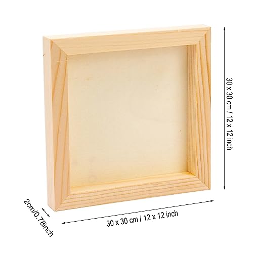 2PCS Wood Panel Board, 12 x 12 inch Unfinished Wood Canvas Square Wooden Panel Boards for Painting, Pouring, Arts Use with Oils, Acrylics PONGJA