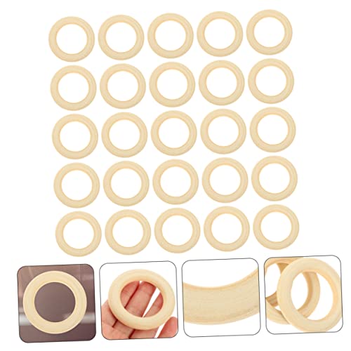 Anneome 25pcs Handmade Wooden Ring Unpainted Wooden Rings Wooden Ring Crafts Lant Hanger Pendant DIY Painting Wood Rings Necklace Hand Jewelry Wooden Anneome