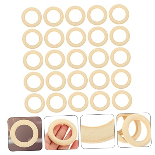 Anneome 25pcs Handmade Wooden Ring Unpainted Wooden Rings Wooden Ring Crafts Lant Hanger Pendant DIY Painting Wood Rings Necklace Hand Jewelry Wooden - WoodArtSupply