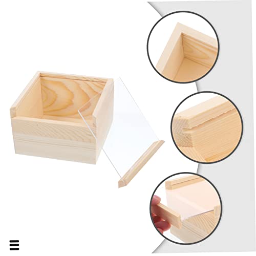 COHEALI 2pcs Box Storage Wooden Box Unfinished Wooden Crate Decorative Wooden Unfinished Wooden Case Jewelry Display Case Wooden Gift Case Wood Crate COHEALI