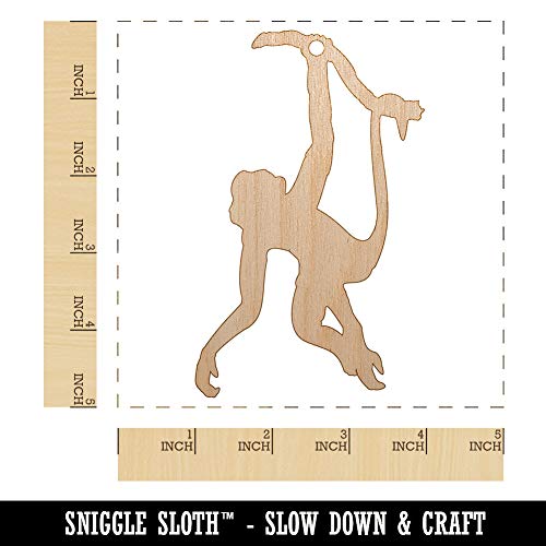 Monkey Hanging from Tree Solid Unfinished Craft Wood Holiday Christmas Tree DIY Pre-Drilled Ornament Sniggle Sloth