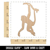 Monkey Hanging from Tree Solid Unfinished Craft Wood Holiday Christmas Tree DIY Pre-Drilled Ornament Sniggle Sloth