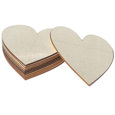 4 inch Wood Hearts, Natural Unfinished Wood Heart Cutout Shape,4 inch,(10 Pieces)