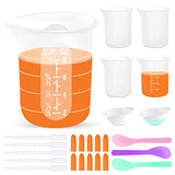 Silicone Resin Measuring Cups Tool Kit, Non-Stick Silicone Cups for Epoxy Resin, Reusable 250&100ml Silicone Mixing Cups with Stir Sticks, Pipettes, YITIAOXIAOYU