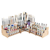 Mezzo Artist Brush and Paint Tube Organizer Rack Set 3 Pieces - Wood Grain Laminate Multi-Layer Storage Display Stand for Paintbrushes, Oil & Acrylic HG Art Concepts