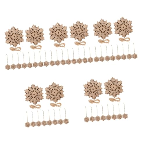 ABOOFAN 50 pcs Double Decorative Wood Chips Unfinished Wooden Embellishments DIY Wreath Pendant Xmas Wood Slices Christmas Decor Unfinished Cutouts ABOOFAN