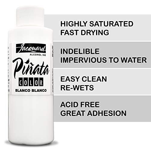 Jacquard Pinata White Alcohol Ink Made in USA - Blanco Blanco Color 4fl oz - Works Great with Resin and Yupo - Pinata Alcohol Inks - White Ink - WoodArtSupply