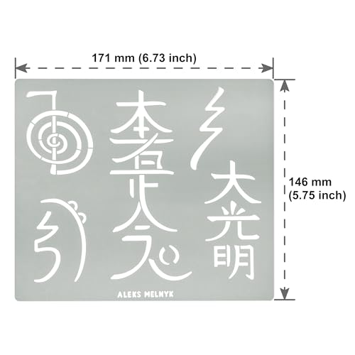 Aleks Melnyk #100 Usui Reiki Symbols, Pyrography Metal Stencil, Japanese Namaste Stencil, Chinese Letter Stencil, Dai Ko Myo, Template Craft Wood - WoodArtSupply