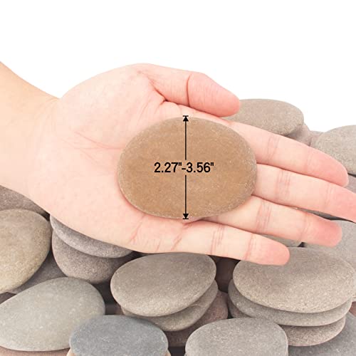 [About 91 PCS - 106 PCS](18.3 Pounds) River Rocks, Flat Rocks, 2.27"-3.56"Painting Rocks, Craft Rocks, DIY Rocks, Painting Stones BLQH