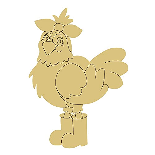 Chicken Design by Lines Cutout Unfinished Wood Animal Kids Craft Farm House Decor Easter Door Hanger MDF Shape Canvas Style 5 Art 1 (12") Diverse Woodworking