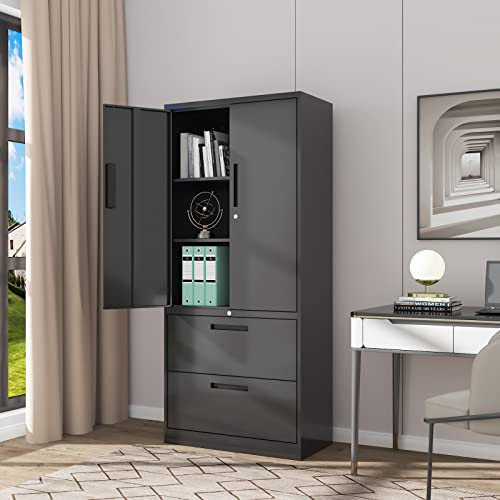 AFAIF Metal File Cabinets, Lateral Filing Cabinet with 2 Drawers,70" H File Cabinet for Home Office, Office Storage Cabinet with Adjustable Storage AFAIF