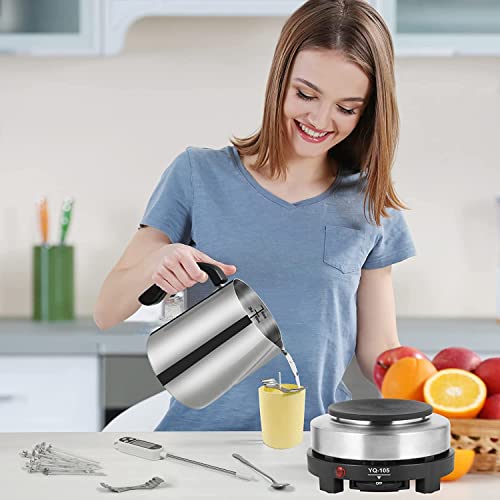 SAEUYVB Candle Making kit with Hot Plate,Candle Making Supplies,Candle Making Kit for Beginners with Melting Pot,Stirring Spoon and Anti-Scalding Pad SAEUYVB