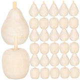 Kisangel 160 pcs Wooden Fruit Ornaments Simulation pear Model Lifelike Mini Pears unpainted Wooden Pears Kids Unfinished Fruit DIY Fruit Mushroom Kisangel