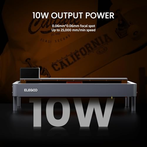 ELEGOO PHECDA 10W Laser Engraver & Cutter with Air Assist & Filter Cartridge, CNC Laser Engraving and Cutting Machine for Wood and Metal, Dark ELEGOO