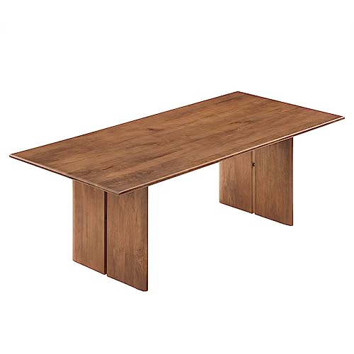 Modway Amistad 86" Solid Wood Modern Farmhouse Rectangular Dining Table in Walnut