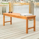 Walker Edison Rendezvous Modern Solid Acacia Wood Slatted Patio Bench, 53 Inch, Brown Walker Edison