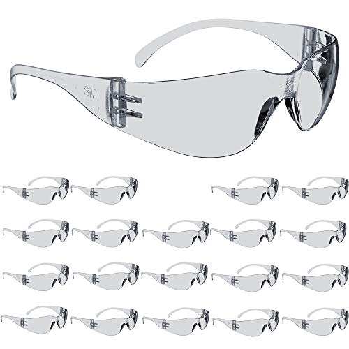 3M Safety Glasses, Virtua, ANSI Z87, 20 Pairs, Indoor/Outdoor Clear Hard Coat Lens, Clear Frame 3M