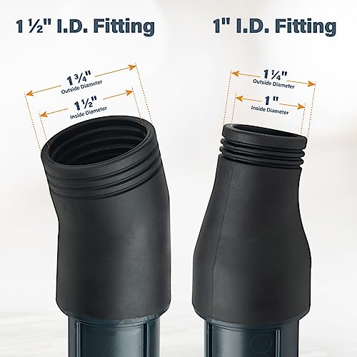 POWERTEC 70355 Dust Collection Hose Kit | 10' Hose with 1 Quick Connector 2-1/4" to 2-1/2" OD and 2 Fittings for Woodworking Power Tools, Wet/Dry POWERTEC