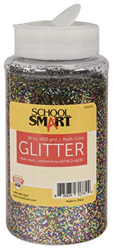 School Smart - S2004131 Craft Glitter, 1 Pound Jar, Multi-Color School Smart