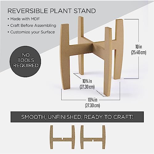 Plaid Plant Stand, Konnectz Unfinished Reversible, Easy to Assemble Wood Surface Perfect for DIY Arts and Crafts Projects, 61802 Plaid