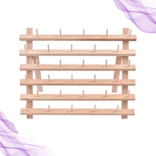 Exceart Thread Storage Rack 30 Spool Cone Foldable Wood Thread Rack Stand Embroidery Machine Holds DIY Bobbin Thread Organizer for Embroidery Craft EXCEART