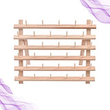Exceart Thread Storage Rack 30 Spool Cone Foldable Wood Thread Rack Stand Embroidery Machine Holds DIY Bobbin Thread Organizer for Embroidery Craft EXCEART